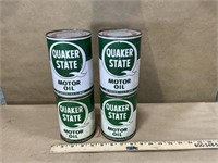 (4) Quaker State Motor Oil Cans - All Full