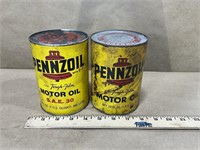 (2) Pennzoil Motor Oil Cans - Full