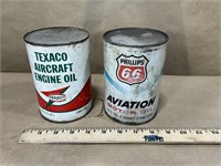 Texaco Aircraft & Phillips 66 Aviation Oil Cans -