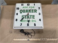 Quaker State Motor Oil Clock - Cracked Face -