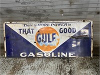 Vintage Gulf Gasoline Single Sided Porcelain Sign