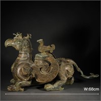 A Chinese Bronze Mythical Beast Decoration