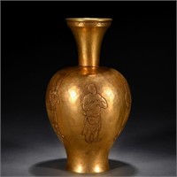 A Chinese Bronze-Gilt Figural Story Vase