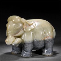 A Chinese Carved Jade Elephant