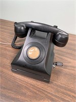 antique hand cranked magneto telephone- VG cond