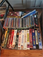 Two Boxes of DVDs, VHS Tapes & Misc