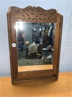WOODEN WALL HANGING MIRRORED MEDICINE CABINET