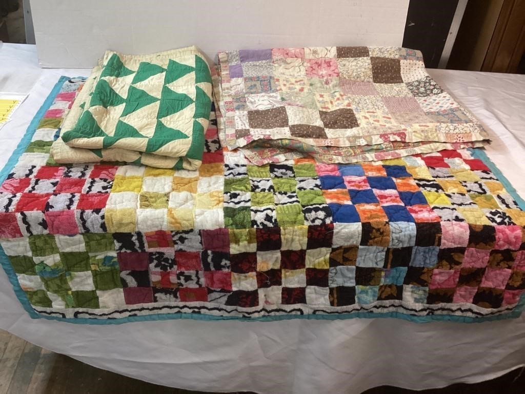 3 HOMEMADE LAP QUILTS