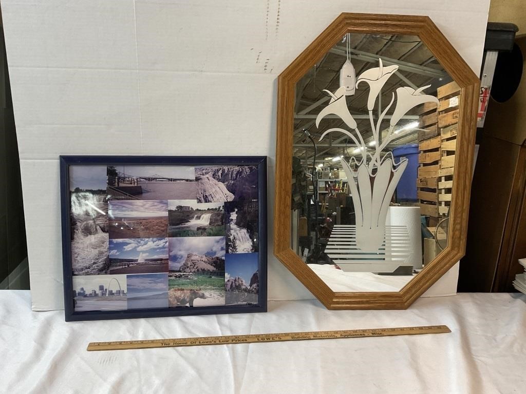 FRAMED MIRROR AND PICTURES