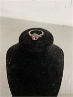 STERLING SILVER RING LIGHT PINK STONE