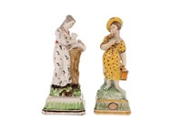TWO STAFFORDSHIRE POTTERY PEARLWARE FIGURES