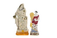 TWO STAFFORDSHIRE PEARLWARE POTTERY FIGURES