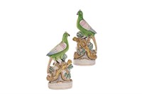 PAIR OF STAFFORDSHIRE POTTERY FIGURAL PARROTS