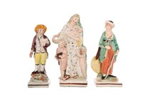 THREE EARLY 19th C STAFFORDSHIRE POTTERY FIGURES