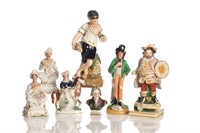 SEVEN STAFFORDSHIRE POTTERY FIGURES