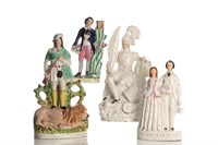 FOUR STAFFORDSHIRE POTTERY FIGURES