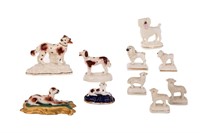 GROUP OF STAFFORDSHIRE POTTERY ANIMALS