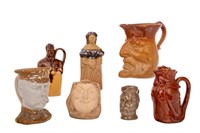 GROUP OF ENGLISH RELIEF MOULDED STONEWARE POTTERY