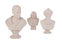 THREE PARIAN PORCELAIN BUST OF ENGLISH AUTHORS
