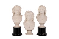 THREE COPELAND PARIAN PORCELAIN SHAKESPEARE BUSTS