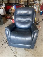 like NEW- blue leather recliner - electric swivel