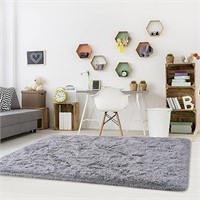 Fluffy Grey Rug for Living Room 8x10 Area Rugs