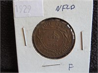 1929 NFLD ONE CENT F