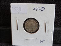 1938 NFLD 5 CENTS VF