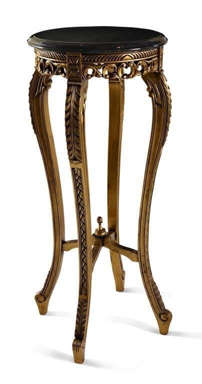 Acanthus plant stand antique gold with red rub