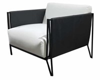 Amara chair black leather with white fabric