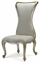 Anne high back chair brushed silver Euro linen