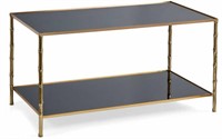 Bamboo cocktail table black glass