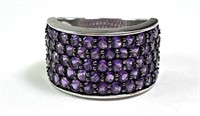 Sterling Multi Amethyst Cluster Ring 7 G Size 8.75