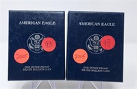 (2) 2005 Silver Eagle Proofs