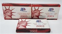 2002, (2) ‘03 Silver Proof Sets