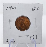 1901 Cent Unc.-Some Carbon Spots