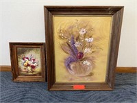 Two Flower Paintings With Frames