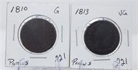 1810, ‘13 Cents G-VG (Porous)