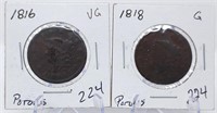 1816, ‘18 Cents G-VG (Porous)
