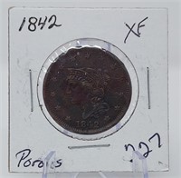 1842 Cent XF (Porous)