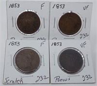 (4) 1853 Cents (Problems)