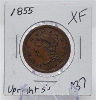 1855 Up 5’s Cent XF