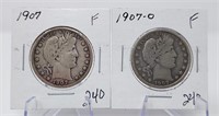 (2) 1907-O Half Dollar F