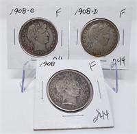 1908-O,D,P Half Dollars F
