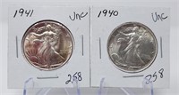1940, ‘41 Half Dollars Unc.