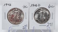 1946-P, D Half Dollar  Unc