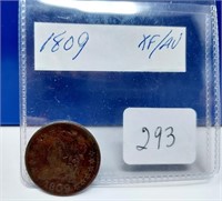 1809 Half Cent  XF-AU