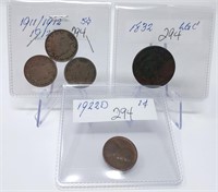 1832 Cent Corroded; (3) V Nickels; 1922-D Cent