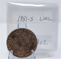 1881-S $1 Unc (Nicely Toned Obverse)