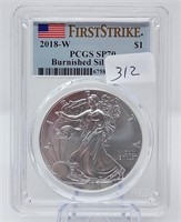 2018-W PCGS SP 70 Burnished Silver Eagle